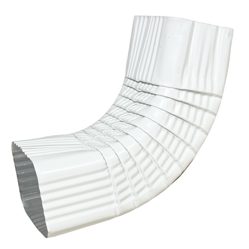 4x5 75-Degree Type A Corrugated Downspout Elbow showing ribbed construction and steep angle design